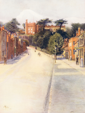 Surrey: Castle Street, Farnham (colour litho)
