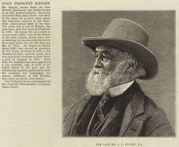 The late Mr J P Knight, RA (engraving)