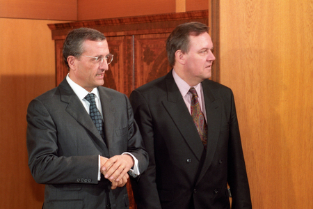 Defence Minister Francois Leotard (left, France) and his counterpart Volker Rühe..., 1994 (photo)