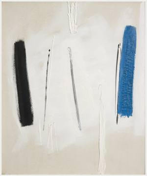 Black, White and Blue (oil on canvas)