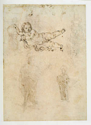 Study of a child;a sculpted ornament;a harpy …
