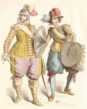 Soldiers in Germany, 17th century (copper plate print)