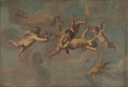 Tumbling Putti with Flowers, c.1650 (oil on canvas)