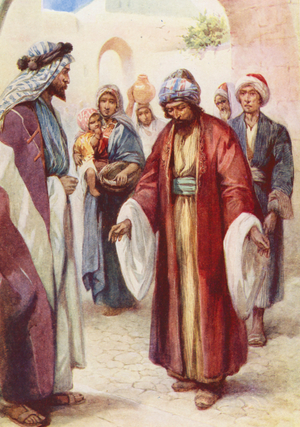 Jesus and the Nobleman whose Son he cured (colour litho)