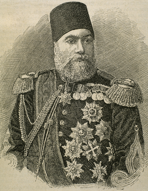 Portrait of Osman Nuri Pasha, (1832-1900), Ottoman Turkish field marshal (engraving)