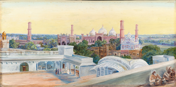 Mosque of Lahore from the palace, 1878 (oil on board)