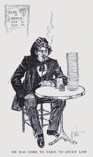 Bohemian Paris: He has come to Paris to study law (litho)