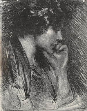 Profile of a woman (litho)