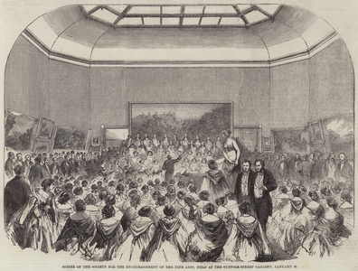 Soiree of the Society for the Encouragement of the Fine Arts, held at the Suffolk-Street Gallery, 26 January (engraving)