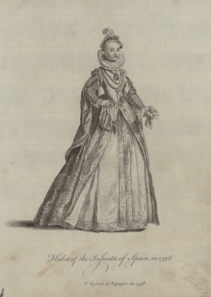 Habit of the Infanta of Spain in 1598 (engraving)
