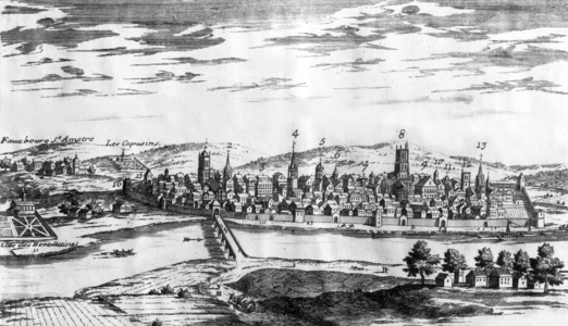 General View of Auxerre, France, c. 1750, engraving