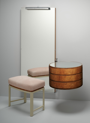 Vanity and bench, manufactured by Schmieg and Kotzian, c.1935-1936 (rosewood, lacquer, glass, and nickel)