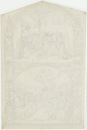 The Birth of Christ and its announcement to Old Testament prophets in Limbo, c.1825-27 (graphite)