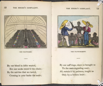 A slave being held by two men