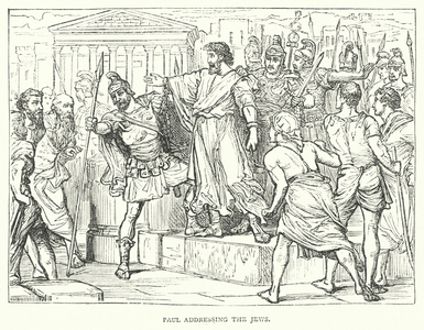 Paul addressing the Jews (engraving)