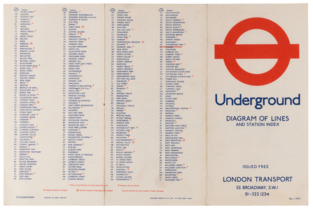 London Underground Pocket Map, 1973