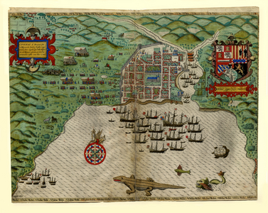 Plan of Santo Domingo, Hispaniola (Dominican Republic), 1589 (copper engraving)