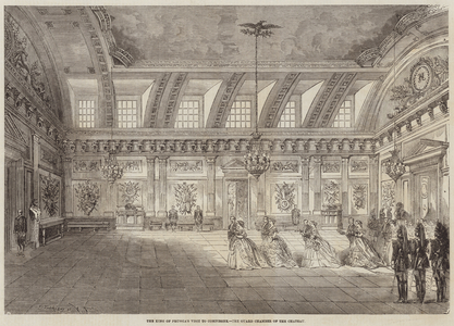 The King of Prussia's Visit to Compiegne, the Guard Chamber of the Chateau (engraving)