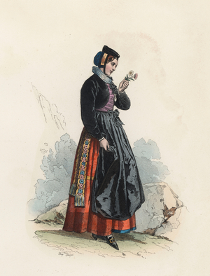 Young woman in the Canton of Fribourg ... (engraving)