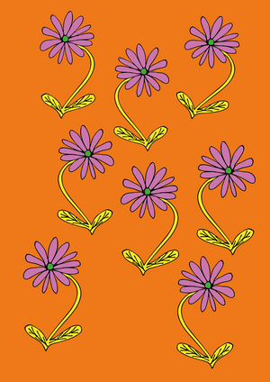 Daisies Repeat Orange Background (digital)