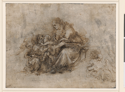 The Virgin and Child with angels, c.1501-4 (pen & ink with white heightening & chalk on paper)