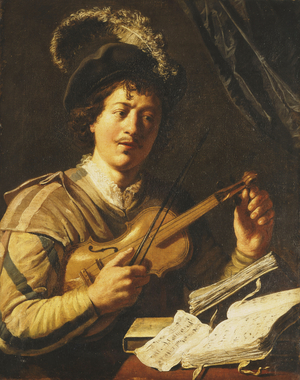 A Young Man Tuning a Violin, c.1623-5 (oil on canvas)