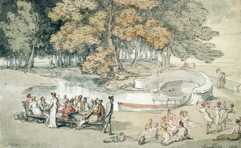The Social Day, 1812 (watercolour over pencil and pen & ink with wash on paper)