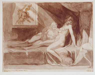 A nightmare leaving two sleeping women, 1810  (pen & wash)