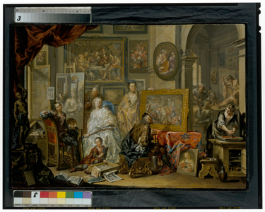 The artist’s studio, 18th century (oil on copper)