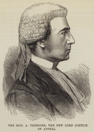 The Honourable A Thesiger, the New Lord Justice of Appeal (engraving)