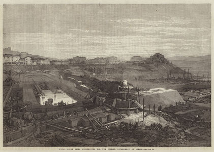 Naval Docks being constructed for the Italian Government at Spezia (engraving)