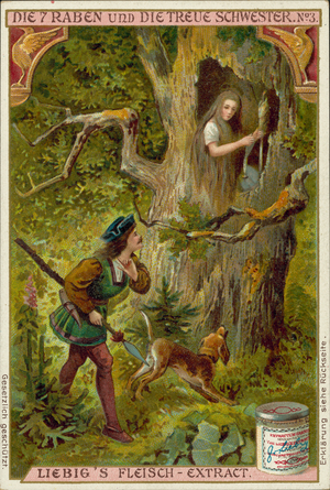 Scene from The Seven Ravens, Brothers Grimm fairy tale (chromolitho)