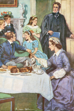 Illustration for Tom Brown's Schooldays by Thomas Hughes (colour litho)