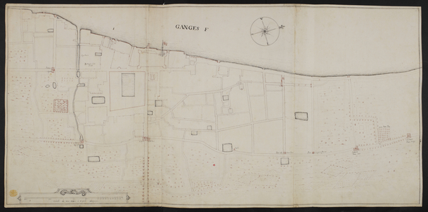 A "plan of Calcutta and the adjacent country, by Foresti and Ollifres;" drawn in 1742, on a scale of 40 toises to an inch.