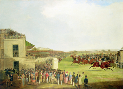 Colonel Peel's "The Dey of Algiers", with Nat Flatman up, winning the 1840 Chester Cup (oil on canvas)