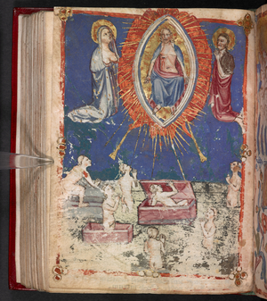 Add. 17466, f.153v Risen Christ, 1412 (vellum)