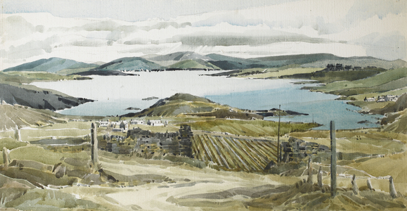 Landscape with a Lake (watercolour with pencil on paper)