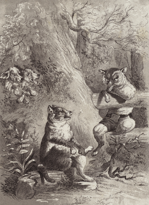 The Fables of Aesop: The Cat and the Fox (litho)