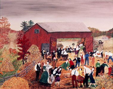 Husking Bee, 1951 (oil on pressed wood)