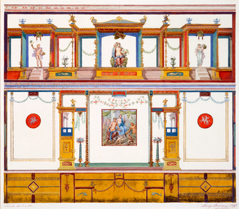 Wall decorations from the House of Aulus Vettius, Pompeii, c.36-39 AD (w/c on paper)