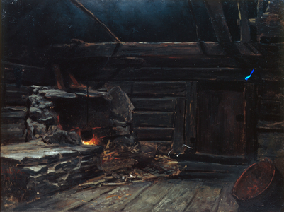 Røkovnstue, oppstryn, 1874 (oil on canvas)