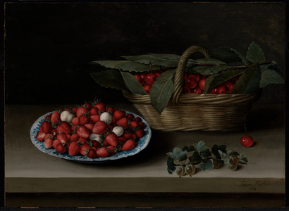 Still Life with a Bowl of Strawberries, Basket of Cherries, and Branch of Gooseberries, 1631 (oil on panel)