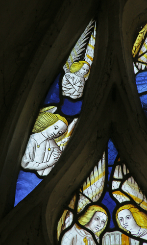 Window depicting Angels at the Second Coming of Christ, 1470-1500 (detail of 2921838) (stained glass)