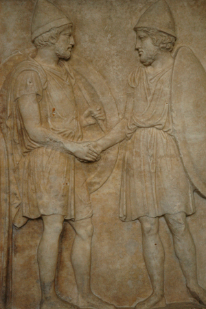Funerary stele of Sosias and Kephisodoros. 410 BC. Detail.