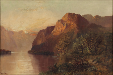 Lake and Mountains (oil on canvas)