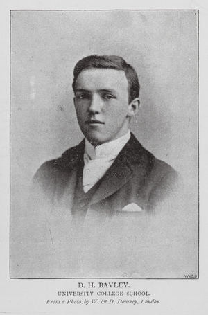 DH Bayley, pupil at University College School (b/w photo)