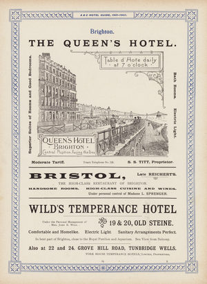 Page from the ABC Hotel Guide for Travellers and Tourists, 1901-2 (litho)