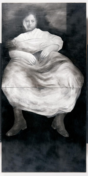 Covered Woman, 2001 (graphite & charcoal on panel)