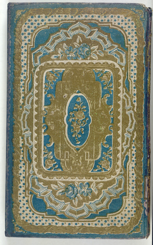 Blue cover with gold. Floral.