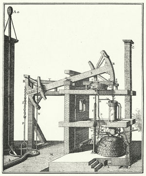 Steam engine in Vienna, 1727 (engraving)
